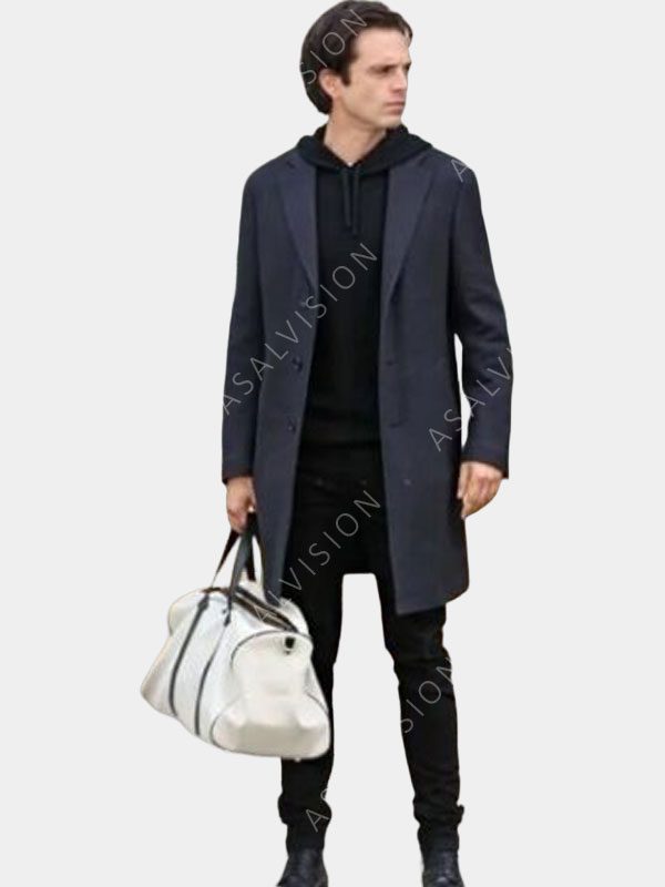 Sharper 2023 Sebastian Stan Grey Coat