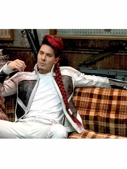 Shatterstar Deadpool 2 Lewis Tan Leather Black And White Jacket