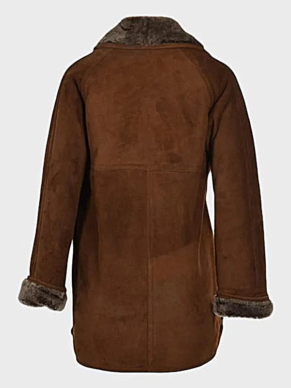 Shearling Suede Leather Coat for Women