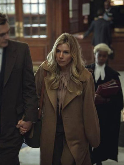 Sienna Miller Anatomy of a Scandal Sophie Whitehouse Brown Long Coat