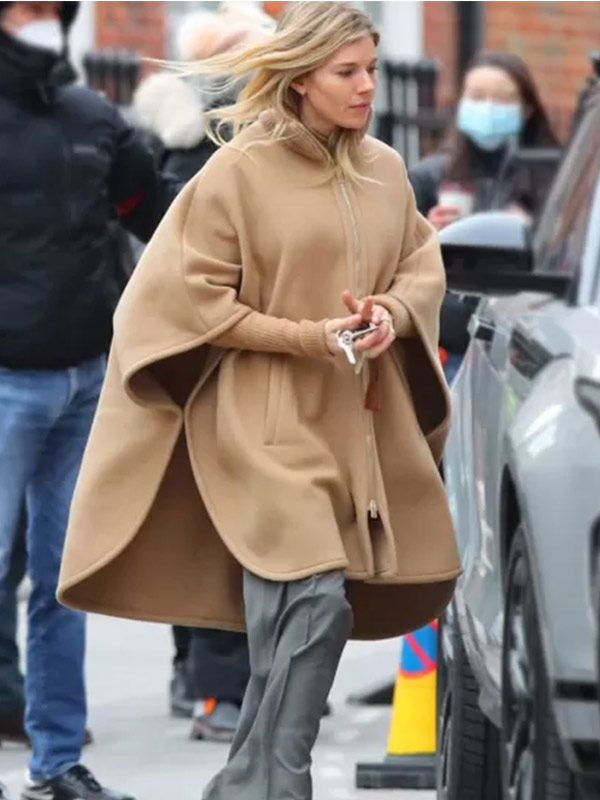 Sienna Miller Anatomy of a Scandal Sophie Whitehouse Brown Poncho