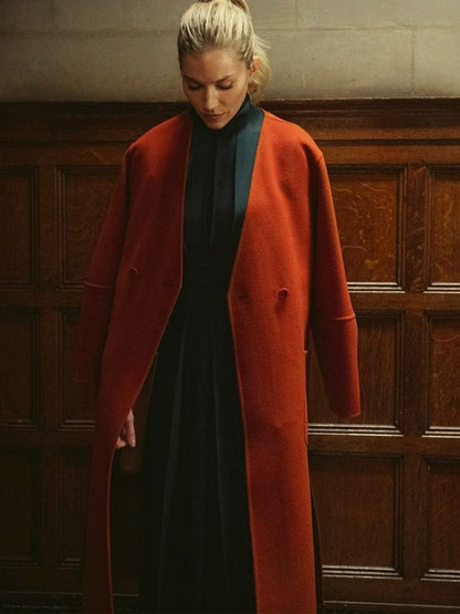 Sienna Miller Anatomy of a Scandal Sophie Whitehouse Orange Coat
