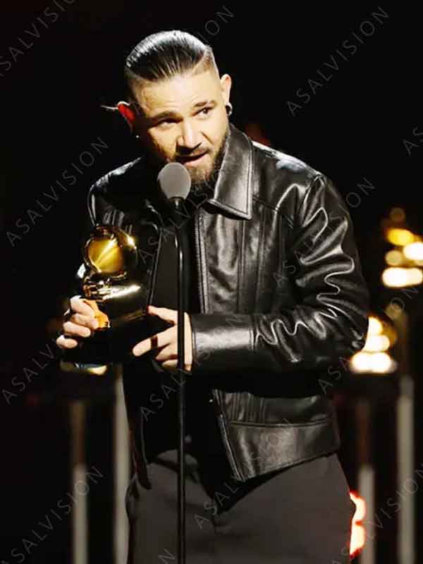 Skrillex 66th Annual Grammy Awards 2024 Black Genuine Leather Jacket