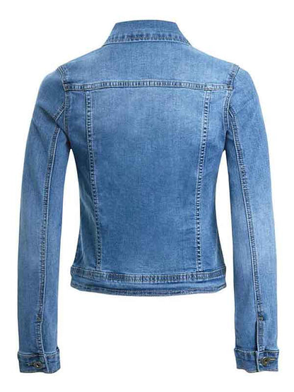 Slim Fit Buttoned Jeans Blue Denim Jacket