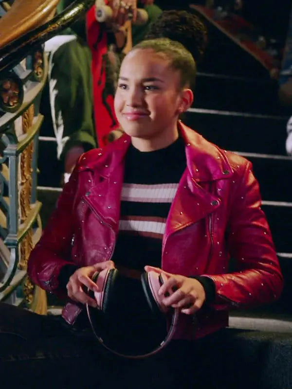 Sofia Wylie High School Musical The Musical The Series Gina Pink Studded Leather Jacket