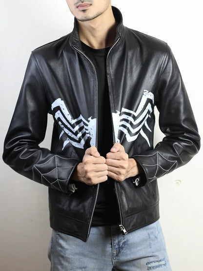 Spider Venom Symbiote Leather Black Jacket