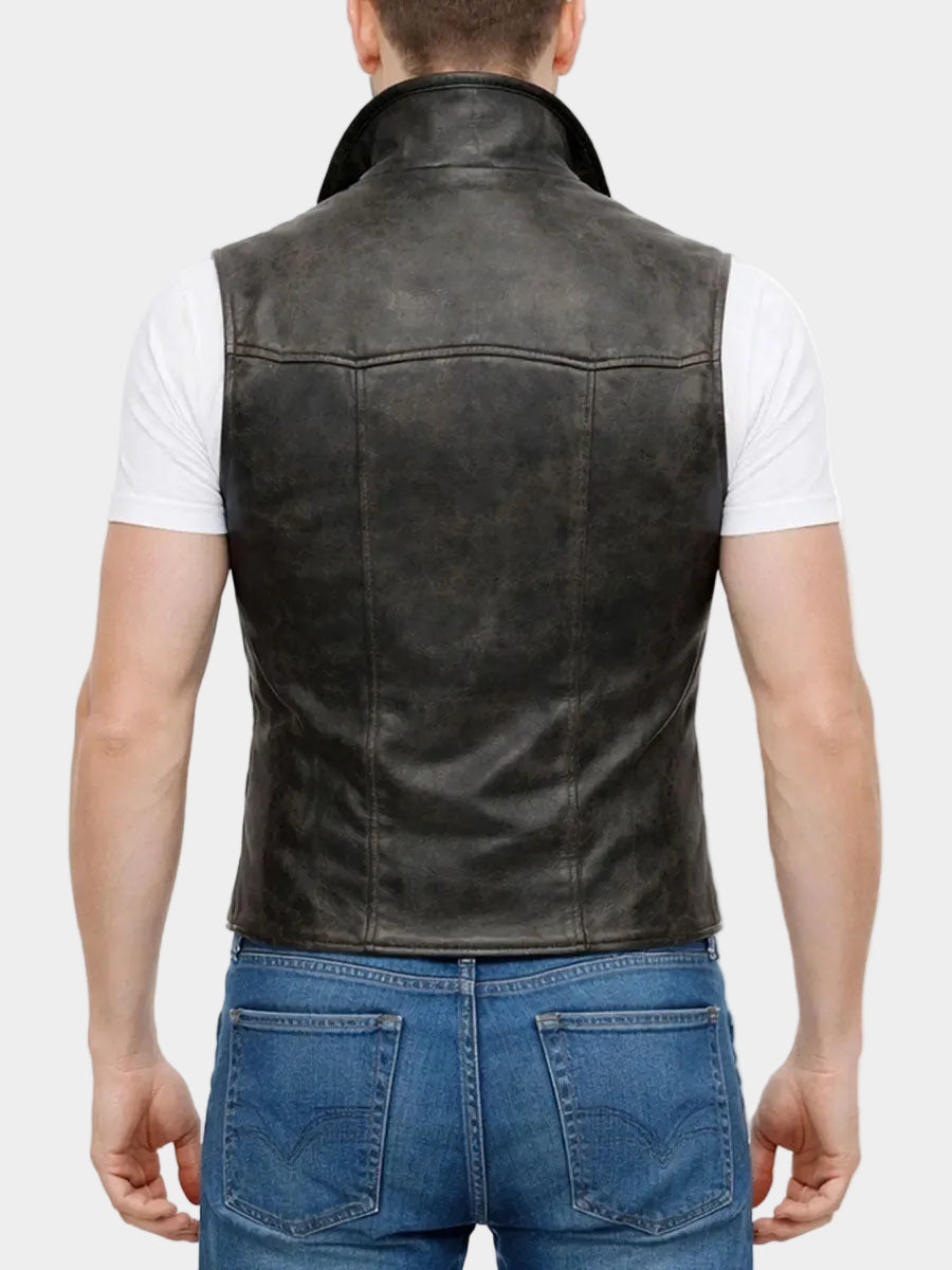 Spider Man Noir Black Double Breasted Leather Vest