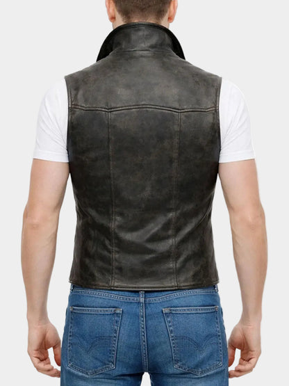 Spider Man Noir Black Double Breasted Leather Vest