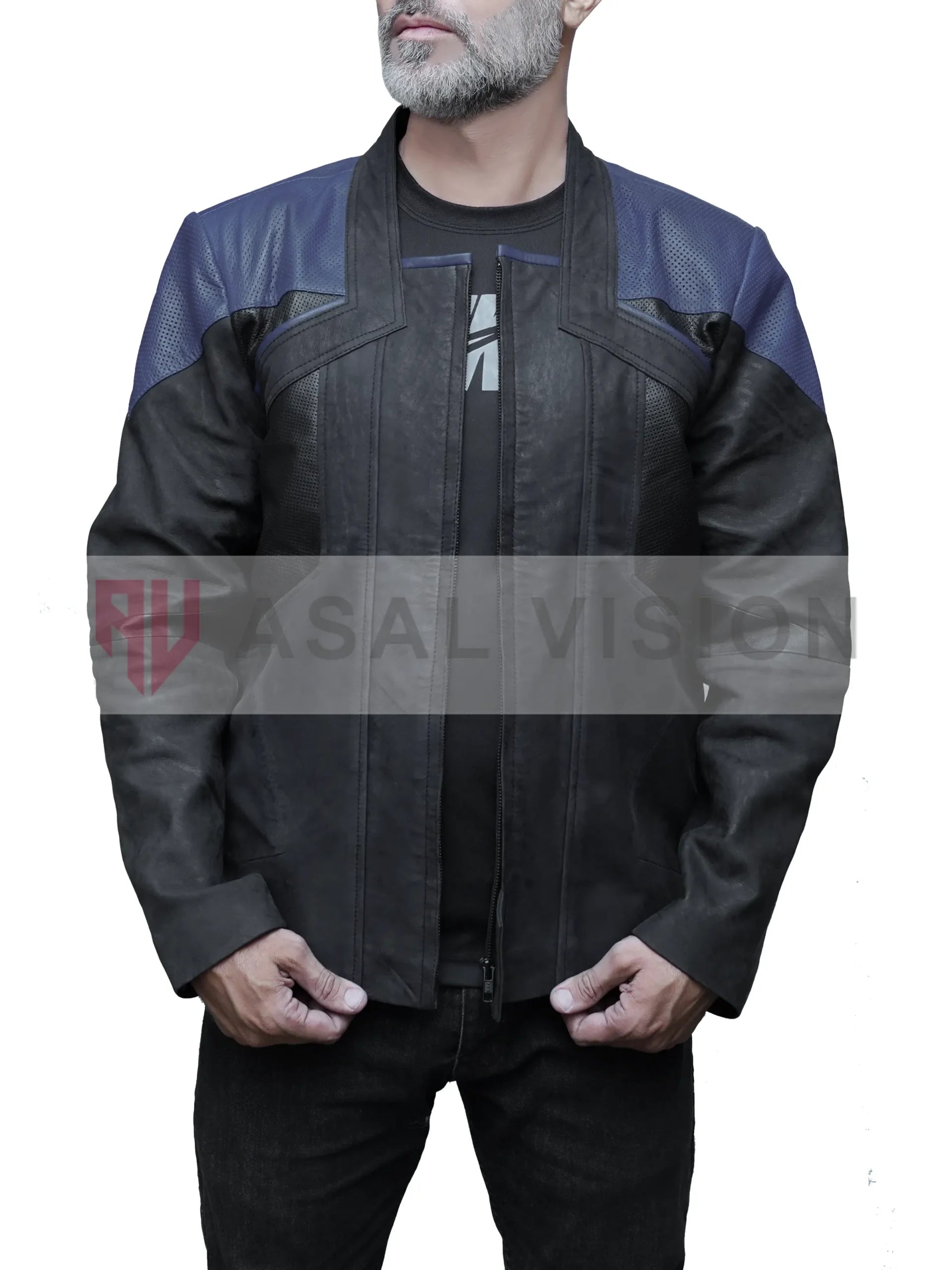 Star Trek Picard Season 3 Leather Jacket Blue And Black