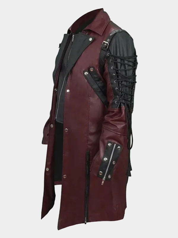 Steampunk Gothic Maroon Leather Coat