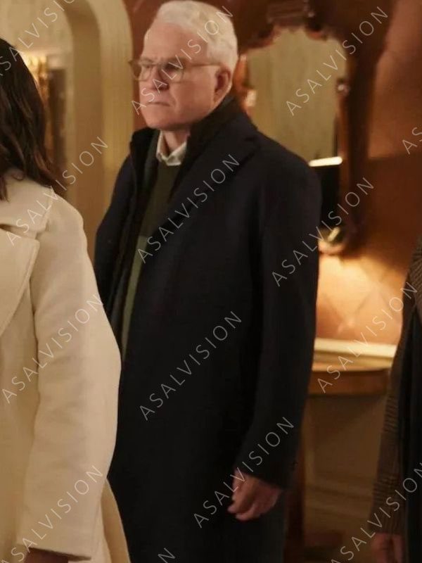 Steve Martin Only Murders In The Building S02 Charles-Haden Black Plaid Trench Coat