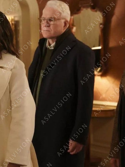 Steve Martin Only Murders In The Building S02 Charles-Haden Black Plaid Trench Coat