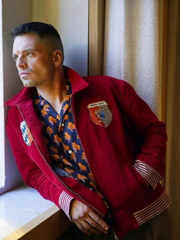 Steve Movie Fresh 2022 Sebastian Stan Red Velvet Jacket