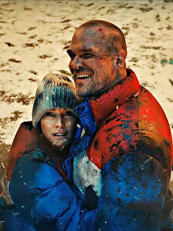 Stranger Things Joyce and Hopper Puffer Couple Jacket