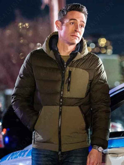 Stuart Scola TV Series FBI 2024 John Boyd Green Hooded Puffer Jacket