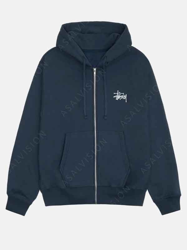 Stussy Basic Zip Blue Hoodie