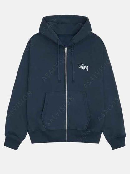 Stussy Basic Zip Blue Hoodie