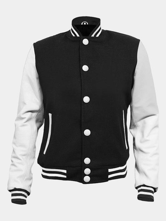 Stylish Black Varsity Bomber Jacket For Men's