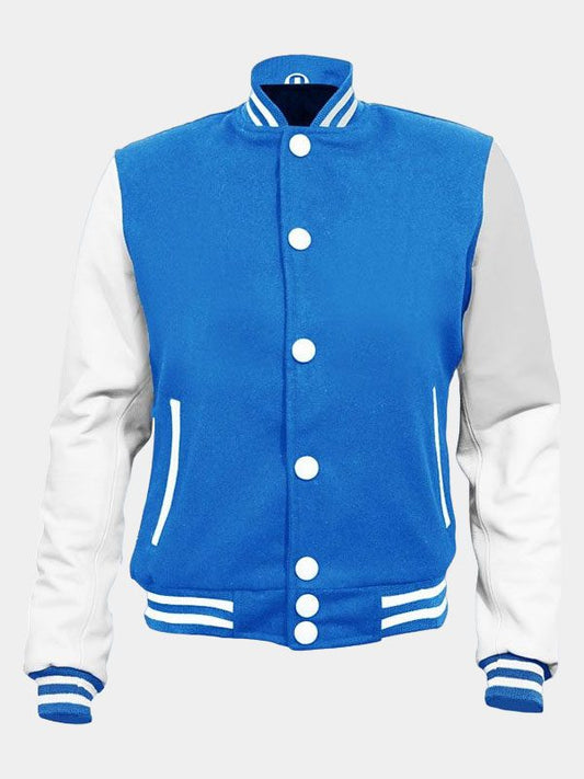 Stylish Blue Varsity Bomber Jacket For Men's