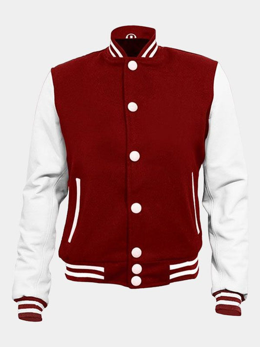 Stylish Maroon Varsity Bomber Jacket For Men's