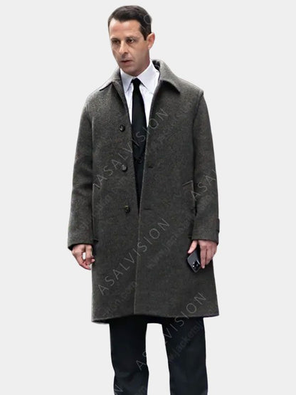 Succession Season 4 Kendall Roy Gray Trench Coat