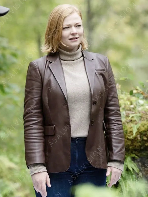 Succession Season 4 Shiv Roy Brown Leather Blazer