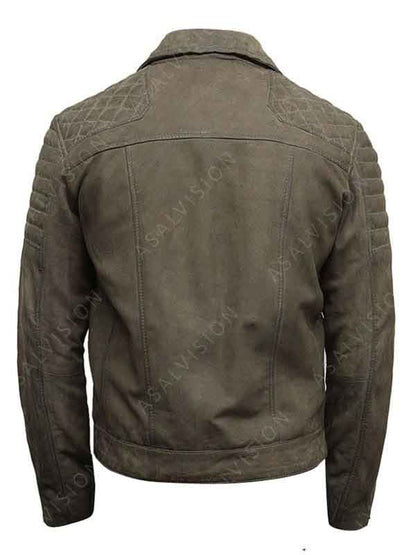Suede Leather Biker Motorcycle Zipper Jacket