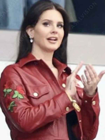 Super Bowl 2024 Lana Del Rey Cropped Red Jacket