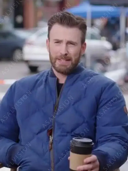 Super Bowl Halftime Show Quilted Bomber Blue Jacket