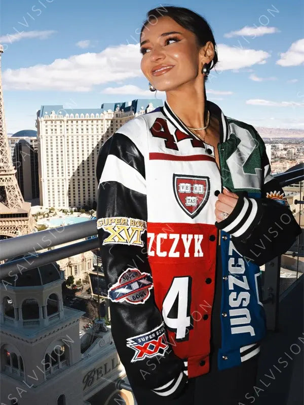 Super Bowl LVIII 49ers Kristin Juszczyk Bomber Varsity Jacket