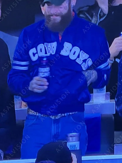 Post Malone Cowboys Blue Varsity Bomber Jacket