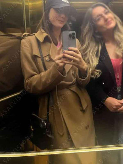 Susie Glass Kaya Scodelario Brown Wool Trench Jacket