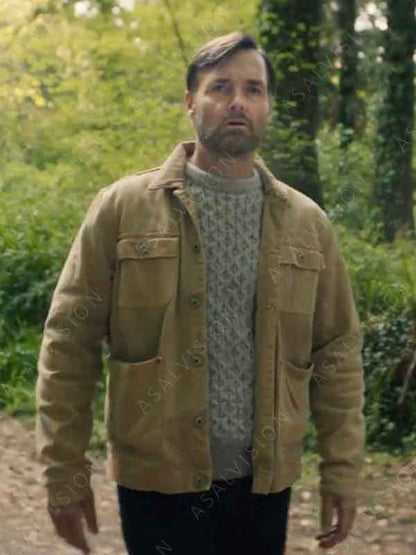 TV Series Bodkin 2024 Will Forte Cotton Beige Four Pockets Jacket