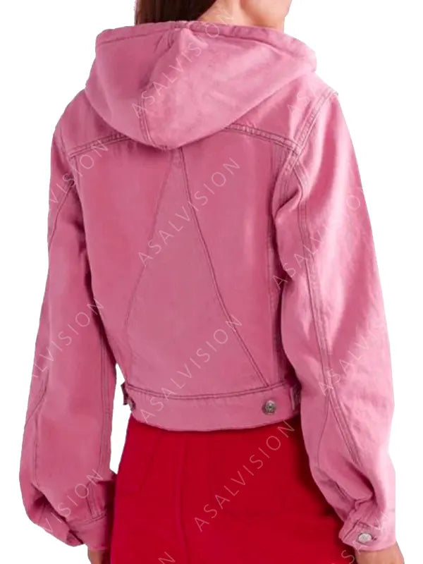 TV Series Emily In Paris Lily Collins Hooded Pink Jacket