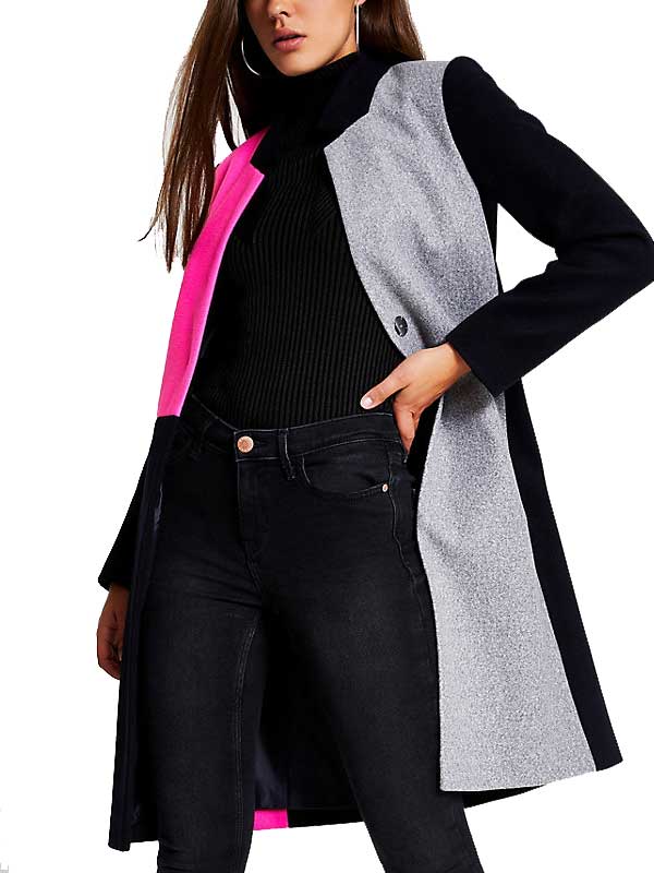 TV Series Emily in Paris Emily Cooper Color Block Wool Trench Coat