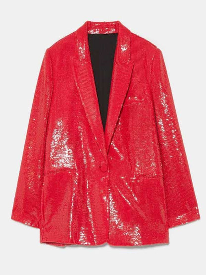 TV Series Emily in Paris Emily Cooper Red Sequin Blazer