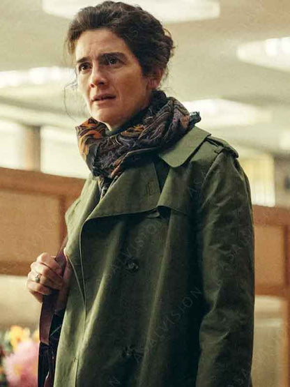 TV Series Eric 2024 Gaby Hoffmann Green Long Trench Coat