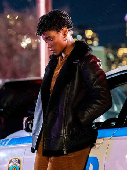 TV Series FBI Katherine Renee Kane Black Shearling Leather Jacket