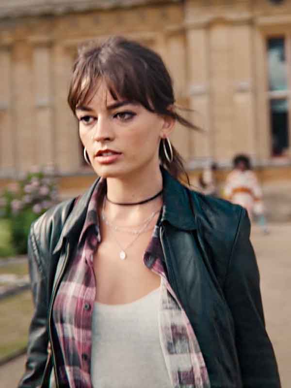 TV Series Sex Education S04 Emma Mackey Black Leather Jacket 