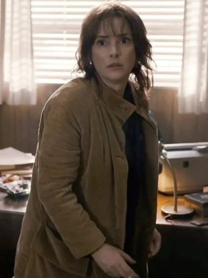 TV Series Stranger Things Winona Ryder Brown Corduroy Coat