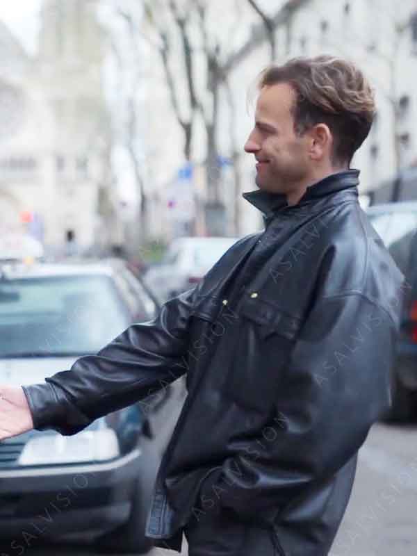 TV Series Supersex 2024 Alessandro Borghi Black Leather Jacket