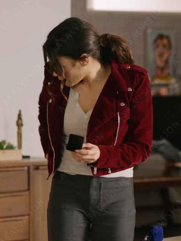 TV Series The Rookie 2024 Jenna Dewan Red Suede Leather Jacket