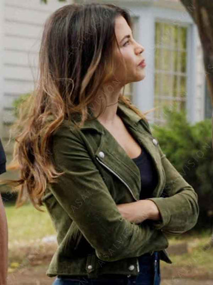 TV Series The Rookie Jenna Dewan Green Suede Leather Cropped Jacket