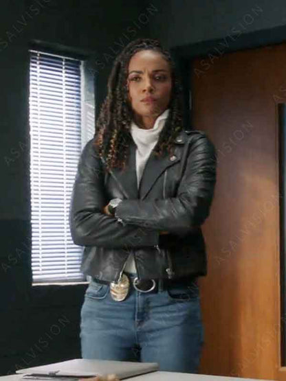 TV Series The Rookie S06 Mekia Cox Black Leather Jacket