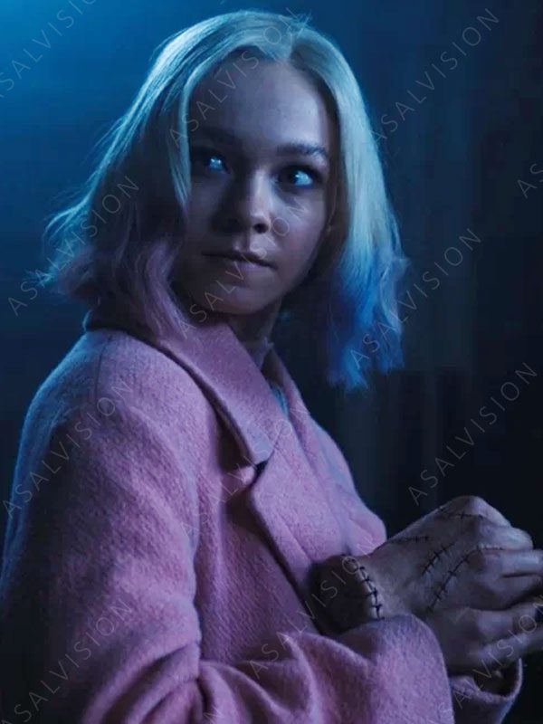 TV Series Wednesday Emma Myers Wool Pink Coat
