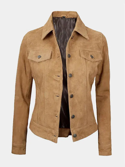 Tan Suede Trucker Jacket