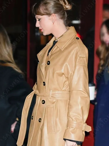 Taylor Swift Tan Belted Coat