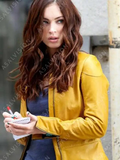 Teenage Mutant Ninja Turtles Megan Fox Yellow Leather Jacket