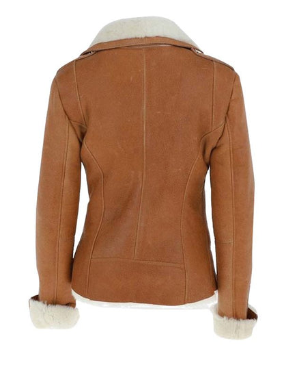 Ten brown Fur shearling jacket Back