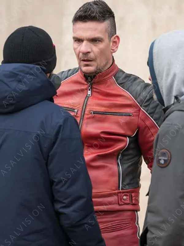 Tetris April X 2024 Tudor Chirila Black and Red Motorcycle Leather Jacket